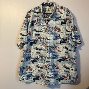 Red Head Brand Co. Warhawk Mustang Corsair Fighter Jet USA Button Front Shirt